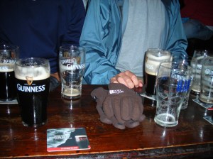 That's the birthday boy on the right. On the left is actually my first pint of Guiness, which someone gave me. It was a bit heavy for a newbie like me, though, so I didn't care when someone stole it. 